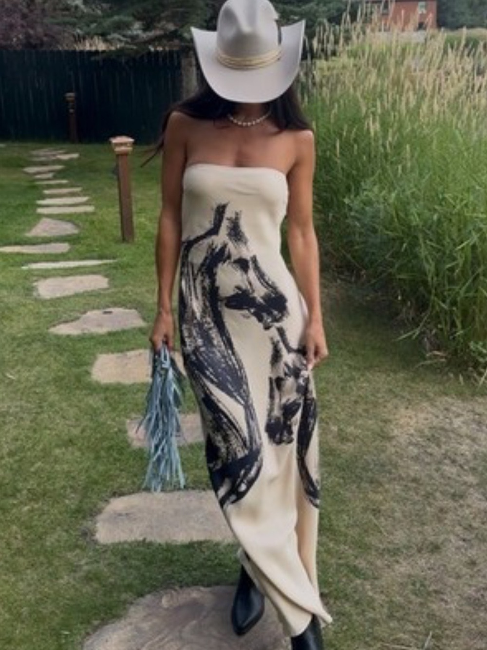 Conditions Apply Chloe Strapless Maxi Slip Dress Horse Pony - Picture 2 of 12